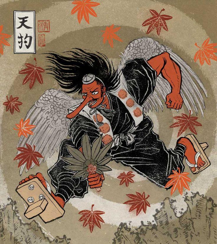 mostro giapponese tengu, yokai