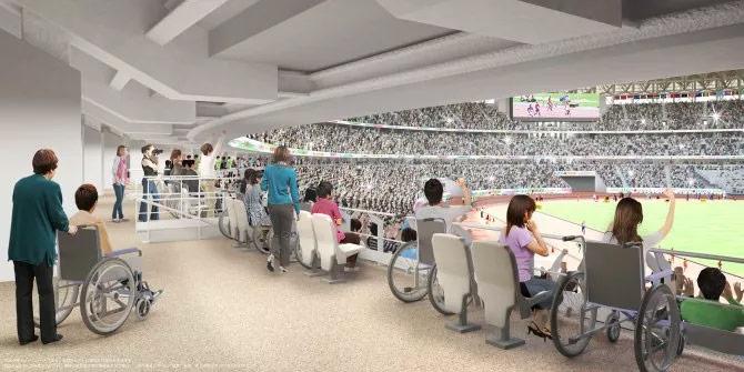 render della terrazza per i disabili del nuovo stadio olimpico