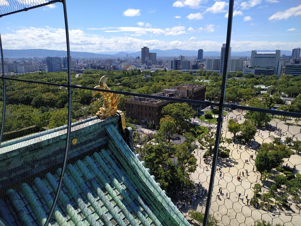 Vista sul giardino Noshinomaru dal belvedere del Castello di Osaka